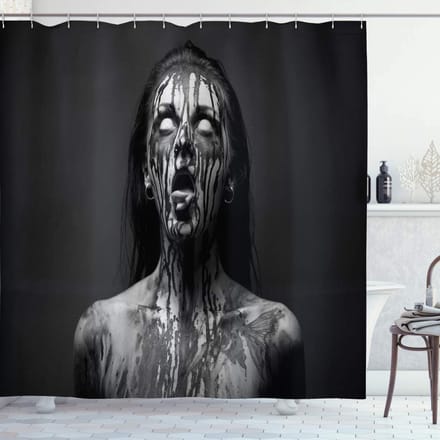 ABAKUHAUS Zombie Douchegordijn – 175x220 cm – Zwart/Wit, Waterafstotend