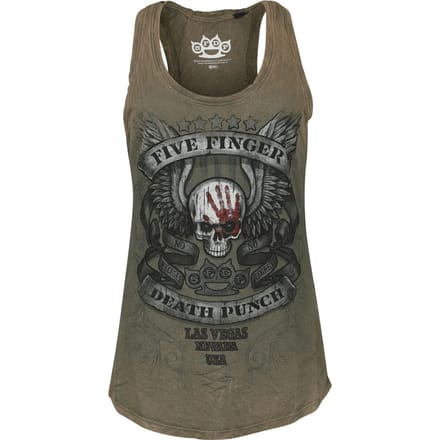 Five Finger Death Punch Top - Logo - S tot XL - voor Vrouwen - beige