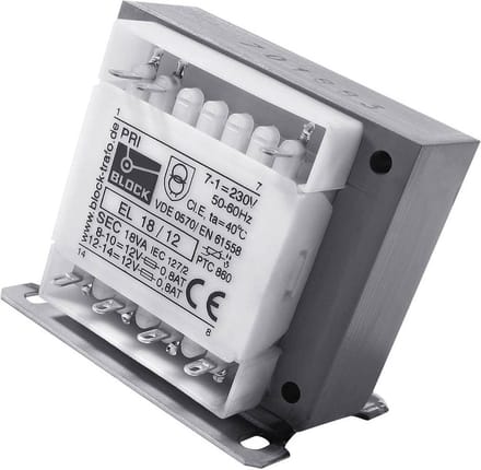 BLOCK EL 50/6 Stuurtransformator, Scheidingstransformator, Veiligheidstransformator 1 x 230 V/AC 2 x 6 V/AC 50 VA 4.17 A