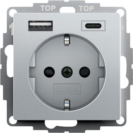 Gira Systeem 55 Dubbele Usb Wandcontactdoos Aluminium - 245926