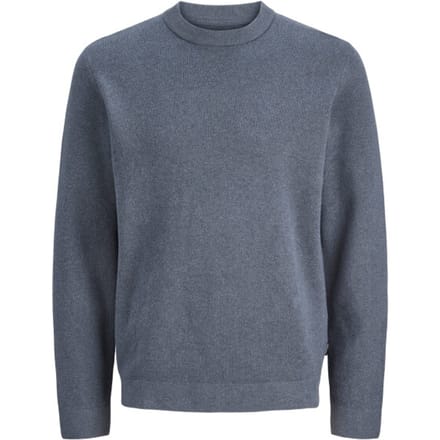 JACK & JONES Milano stitch knit crew neck regular fit - heren pullover katoen met O-hals - blauw (turbulence melange)