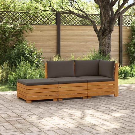 vidaXL - 3 - st - Buiten - bank - set - Massief - Acacia - Hout - Bruin