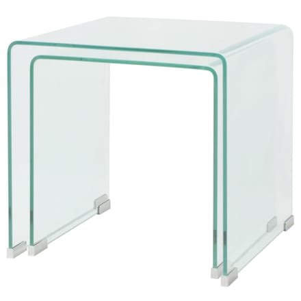 vidaXL - Bijzettafel - set - 2-dlg - transparant - gehard - glas