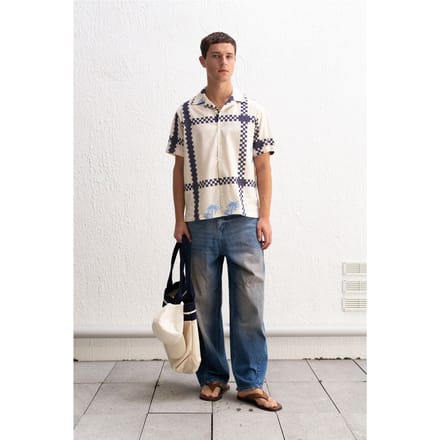 Heren Geometrische Poplin Korte Mouwen Shirt