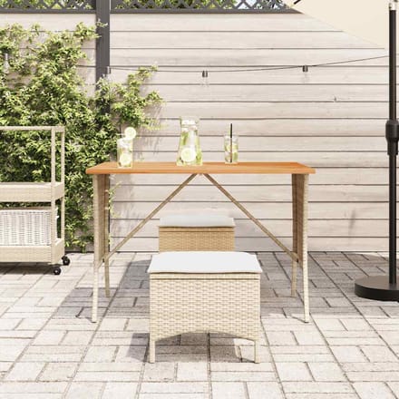 vidaXL - 3-delige - Tuinset - met - kussens - poly - rattan - beige