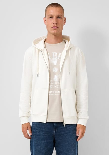 Zachte geweven zip hoodie QS