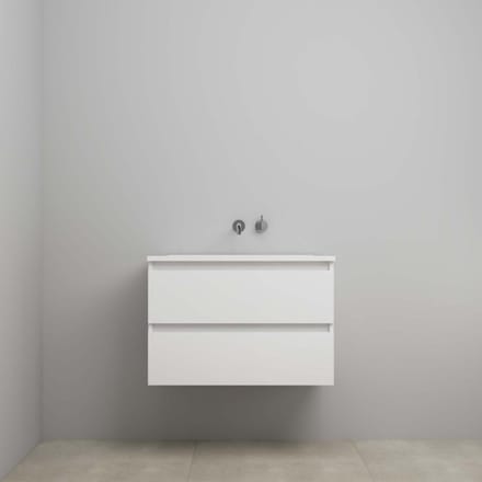 On-Line Onderkast - 80 cm - Voorgemonteerd - Acryl Wastafel - zonder Kraangat - Hoogglans Wit