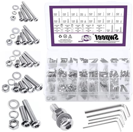 664 Stuks M2-M6 RVS Bouten en Moeren Set met Platte Ringen en Split Lock Ringen voor Diverse Toepassingen
