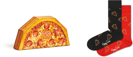 Happy Socks Pizza Socks Gift Set (2-pack) - smakelijk rood en zwart - Unisex - Maat: 36 - 40