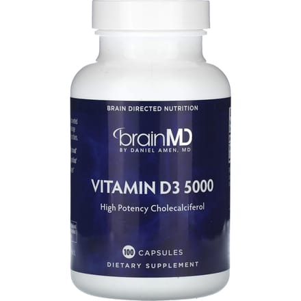 BrainMD, Vitamine D3 5000, 125mcg (5 000 UI), 100 gélules