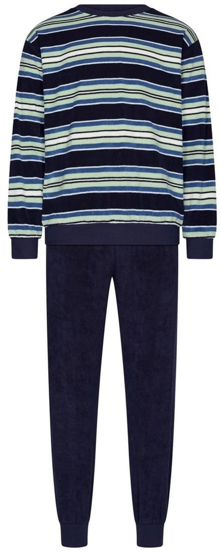 Robson Pyjama - Katoen/Polyester - Badstof - Gestreept - Blauw/Groen - Maat 54