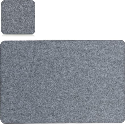 Placemats en onderzetters - set 4x - grijs - vilt - 45 x 30 cm