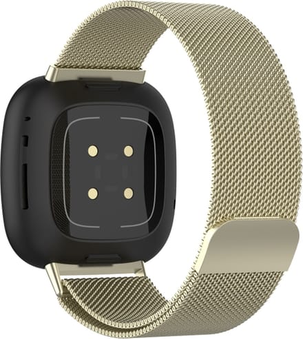 Milanees bandje - geschikt voor Fitbit Versa 3, Versa 4 / Sense - M/L - champagne