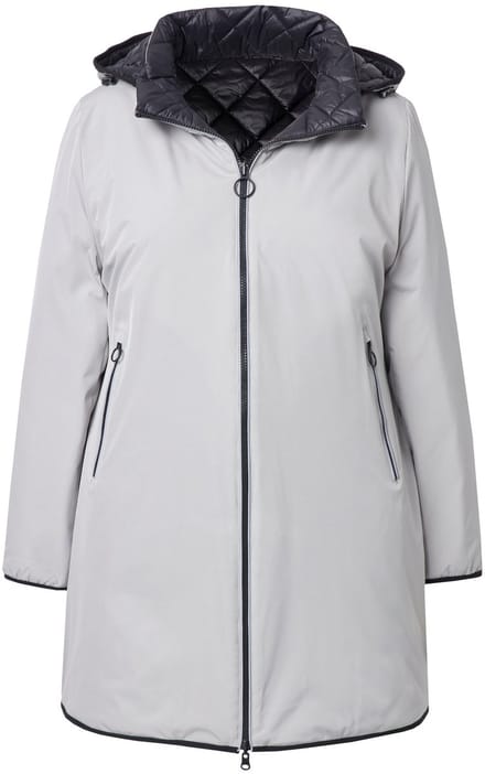 Ulla Popken - Dames - HYPRAR omkeerbare doorgestikte jas reflector tweewegrits - Medium grijs - Maat 42+