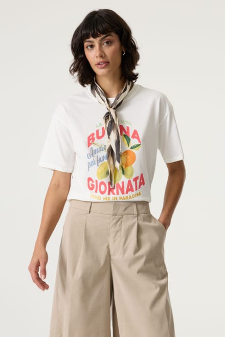 Garcia Jeans dames tops t-shirts 4339.02.0136 off-white