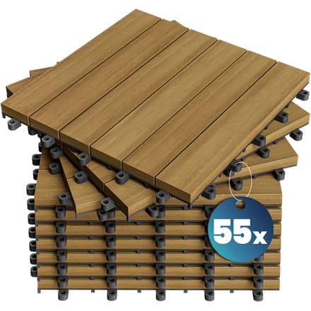 Casaria Vlondertegel – 55 Stuks 5m² – Eucalyptus – 30x30cm – Kliksysteem