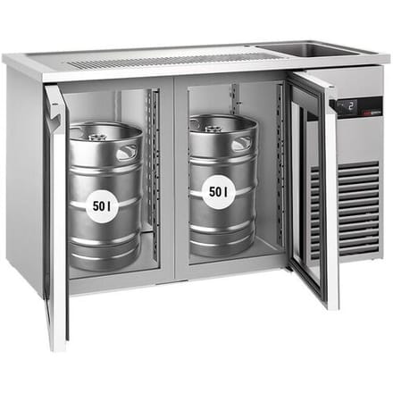 GGM Gastro Bierkoeling PREMIUM - 1550x700mm - 2 glazen deuren zilver