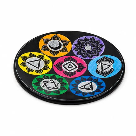 Wierookhouder - wierookbrander - chakra symbolen - zeepsteen - onderzetter