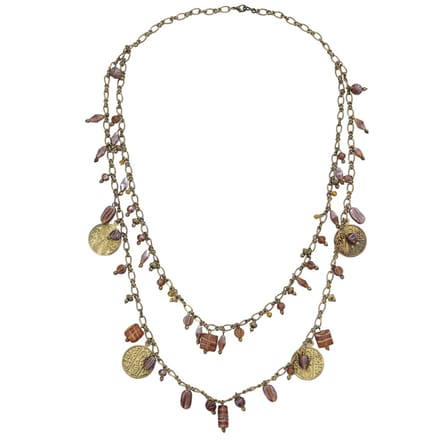 Behave – Gelaagde damesketting – Boho vintage look – Goudkleur glas