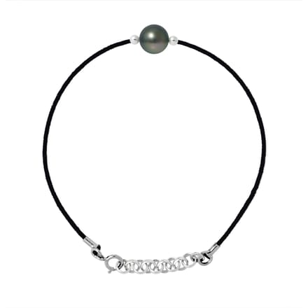 LOVE armband LINK Tahitian Pearl Ronde 8-9 mm Link Nylon Black 925