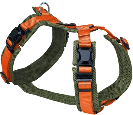 Harness Y-Comfort Olive-Orange met magnetische sluiting - maat L 56 – 82 cm