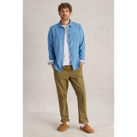 White Stuff Leaf Printed Ls Shirt Chambray Blue Größe: S | Casual hemden Outlet | Herren | Blau