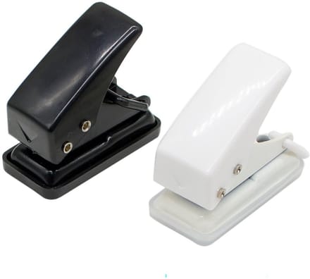 Set van 2 Kleine Handige Enkele Papierperforators - Zwart en Wit