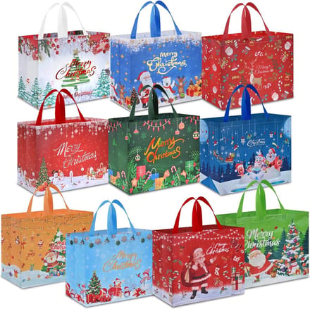 Solidchoice - Set van 10 Kerstcadeauzakken met Handvat