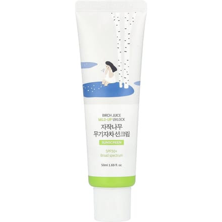 ROUND LAB Berkensap Hydraterende Mild-Up Zonnebrandcrème SPF50+ PA++++ Minerale Zonnebrandcrème 50ml white