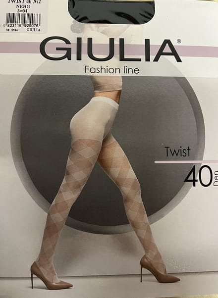 Giulia - Twist 40 - Panty - Diamond - met een ruit patroon - 10 denier - Medium - Zwart