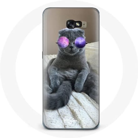 Case voor Samsung Galaxy A8 2016 Kat met paarse bril