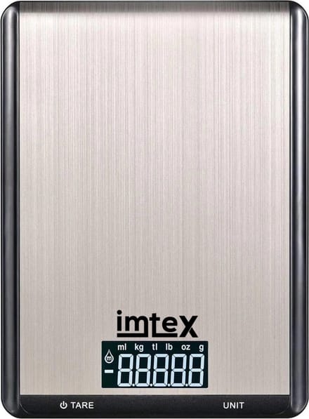 IMTEX - Digitale keukenweegschaal 5000 gram - 5 kilo - RVS - Zwart