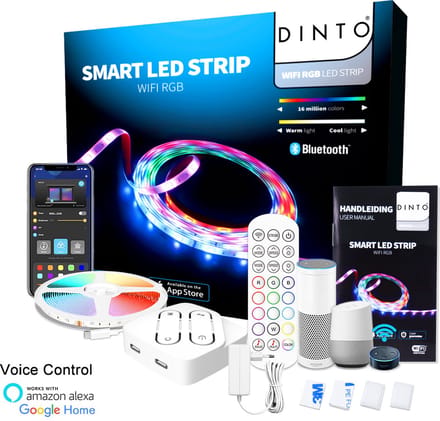 DINTO® Smart LED strip 5 meter - WiFi + App - 16 miljoen kleuren