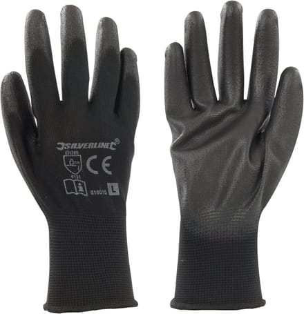 Silverline Handschoen met zwarte handpalm - ademend - maat 10 - grote precisie