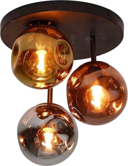 Plafondlamp Stellar Goud Koper Chroom 3 Lichts Ø 30cm