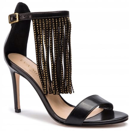 Eva Minge - Dames Leren Sandalen - Zwart - Dżety - Maat 36