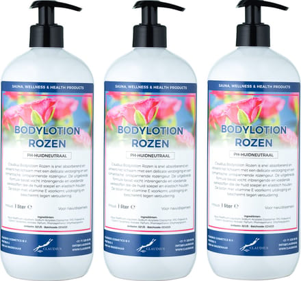 Bodylotion Rozen 1 Liter - met gratis pomp - set van 3 stuks