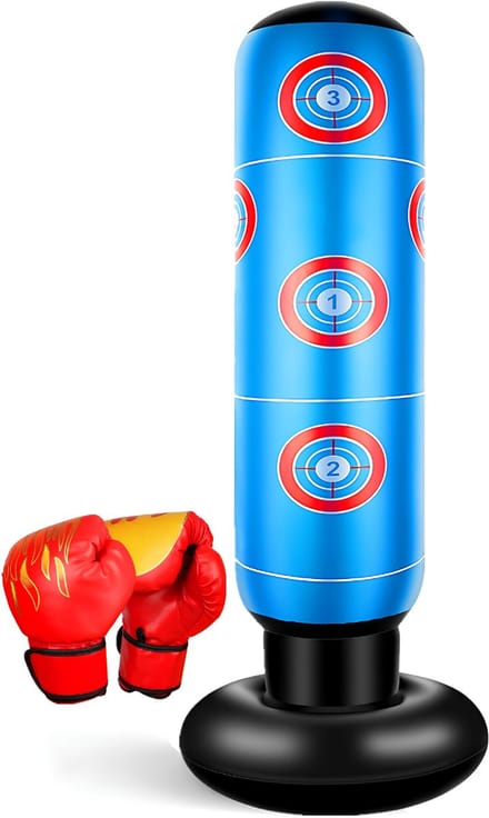 Bokspaal - 160 cm - Boxzak - Staande Bokszak - Blauw - 16cm x 16cm x 22cm