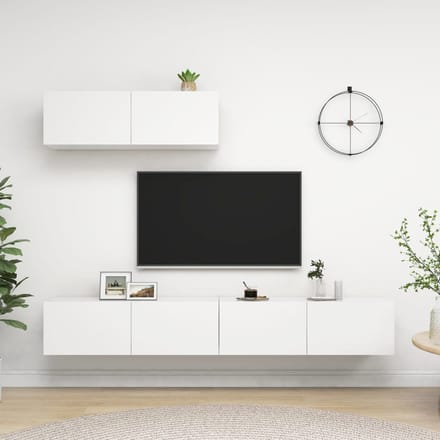 vidaXL - Tv-meubelen - 3 - st - bewerkt - hout - wit