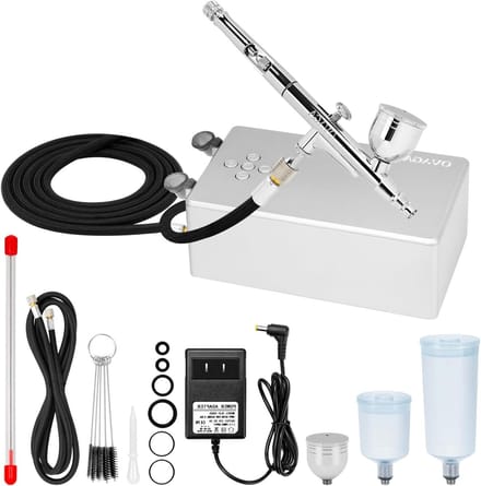 Airbrush Set - Compressor Kit - Creatief Spuiten - Geruisloze Werking - 13 LPM - Zilver
