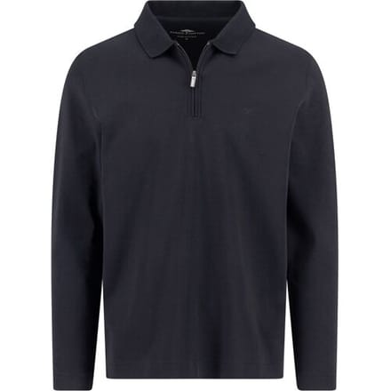 Fynch-Hatton Polo Zip Collar Long Sleeve Interlock Cotton Zwart / male