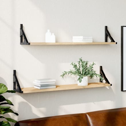 vidaXL - Wandplanken - 2 - st - Sonoma - eiken - 80x15x15,5 - cm - bewerkt - hout