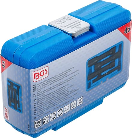 BGS Spiraalprofiel-doppenset / schroefuitdraaier, diep 1/2 17 - 21 mm, 4 delig