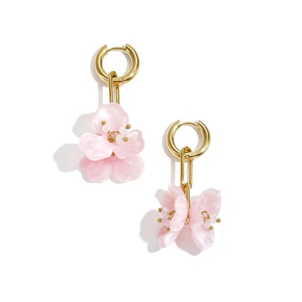 Oorringen butterfly flower roze