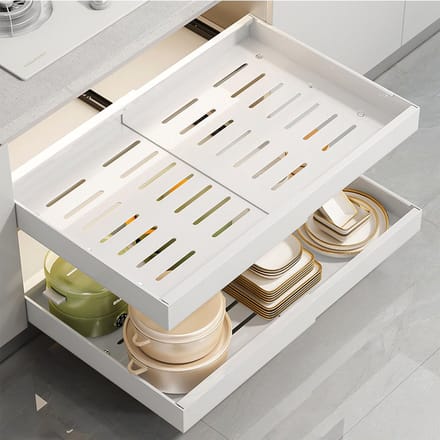 La'Moussawi ® Uittrekbare en Aanpasbare Kastlade Organizer voor Efficiënte Opbergruimte