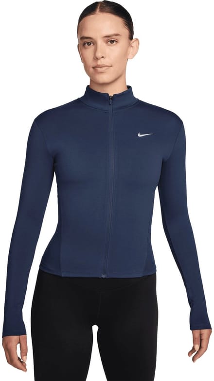 Nike one dri-fit full-zip jack in de kleur marine.