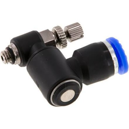 Draaibaar Regelventiel 6 mm - M5 Regeling-Uit Messing/Nylon
