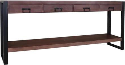 Bijzettafel Mangohout - Side table - Extra opbergruimte - Duurzaam materiaal - 180cm lang - Walnoot
