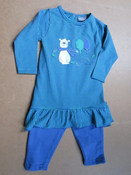wiplala kleed+ legging , blauw groen , 12 maand 80