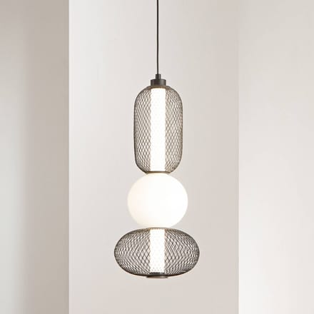 Luce Ambiente Design LED hanglamp INKAS, hoogte 53 cm, zwart, glas/metaal, CCT